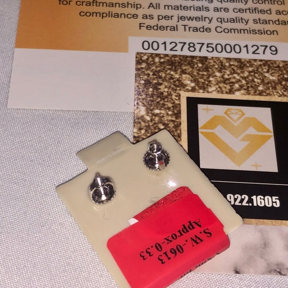 Real diamond custom made earrings, not lab made not CZ huge sale screw back stud - Picture 5 of 7